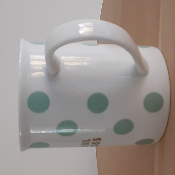 Fringe GIRL BOSS Gold Text Mint Green Polka Dot Coffee Mug 12 oz - Picture 2 of 6